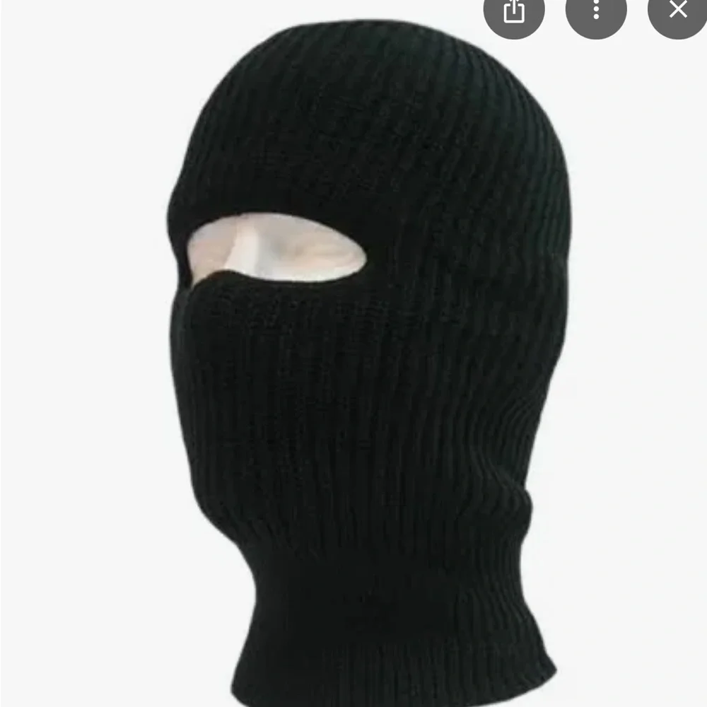 Black Ribbed Knit Face Mask beanie